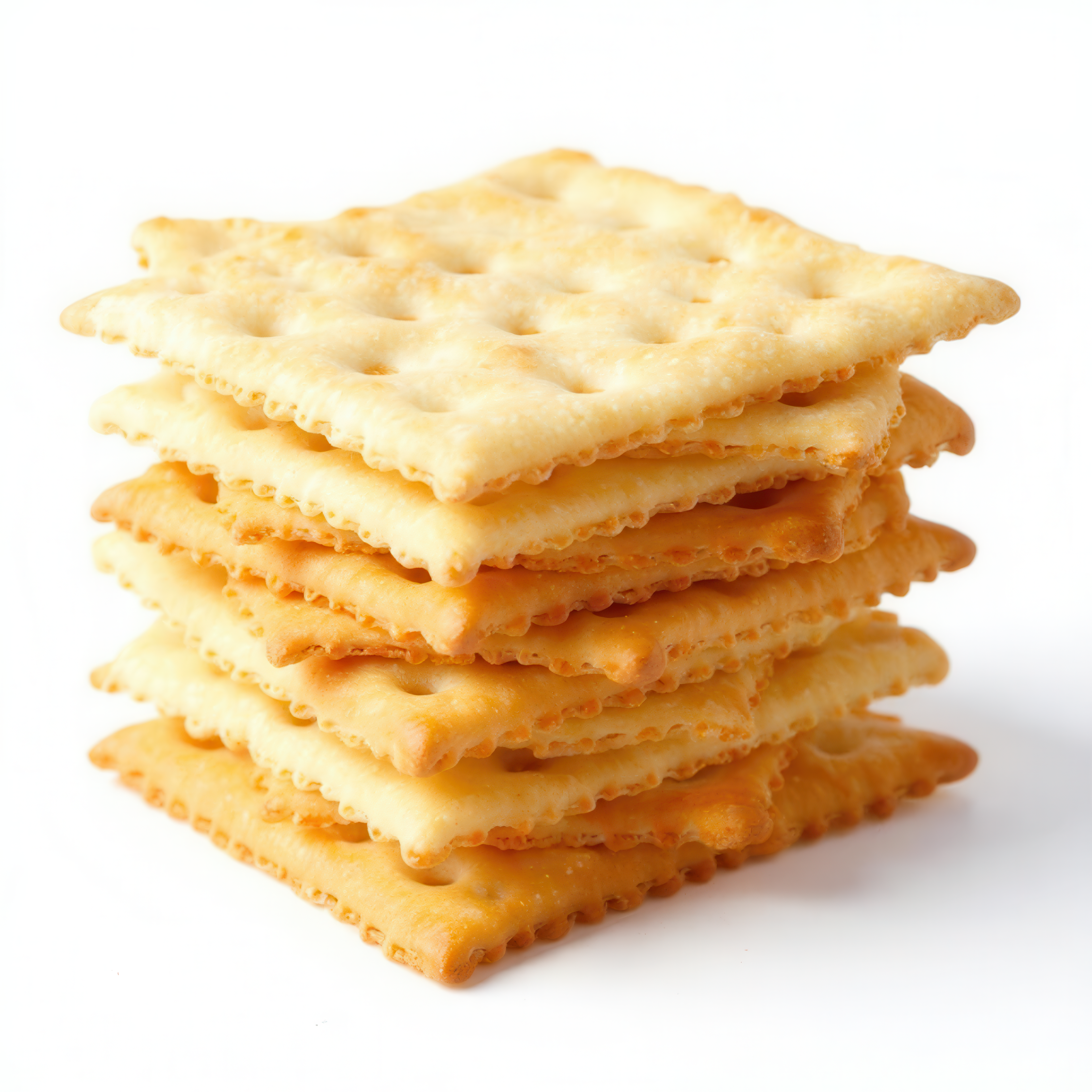 Pack of soda crackers with light, crispy texture, industrial biscuit for private label export