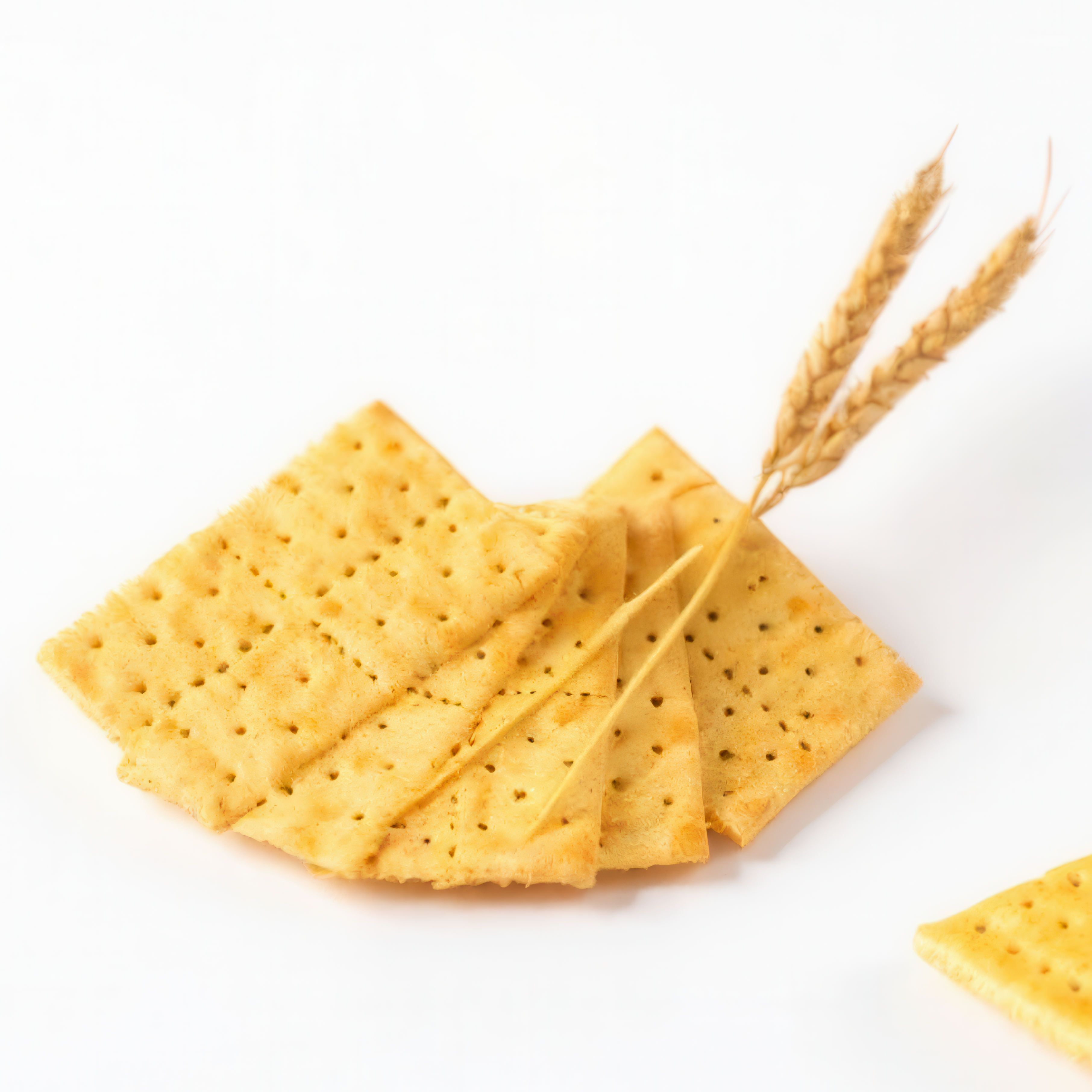 Pack of soda crackers with light, crispy texture, industrial biscuit for private label export